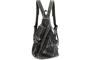 Wrangler Men's Sling Backpack Purse Crossbody Shoulder Bag with Adjustable Strap Vegan Leather Crossbody Bags for Men Women