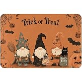 Bath Mat for Bathroom Gnomes Halloween Pumpkin Rugs Shower Mats Memory Foam Rug Non Slip Floor Small Carpet Soft Light Absorbent Washable for Home Hotel Decor 15.7 X 23.6 inch