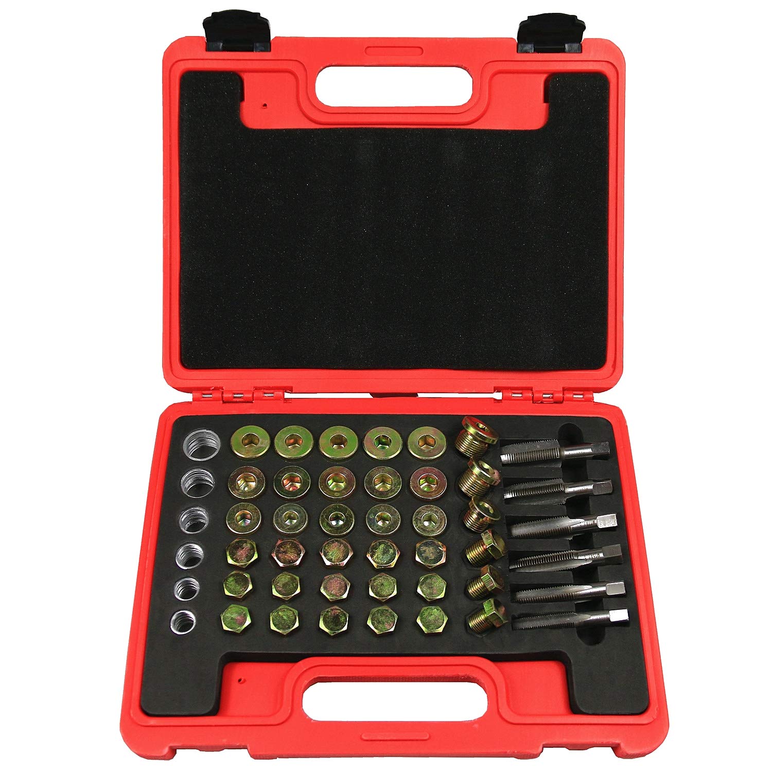BestsQ 114pcs Oil Pan Drain Sump Plug Key Thread Repair Tool Kit Set Drain Plug with Carry Case