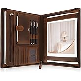 Jack&Chris Leather Portfolio with Zipper for Men Women, Leather Padfolio Organizer Business Resume Legal Pad Portfolio Notebook Binder for A4/Pad, JC007-8