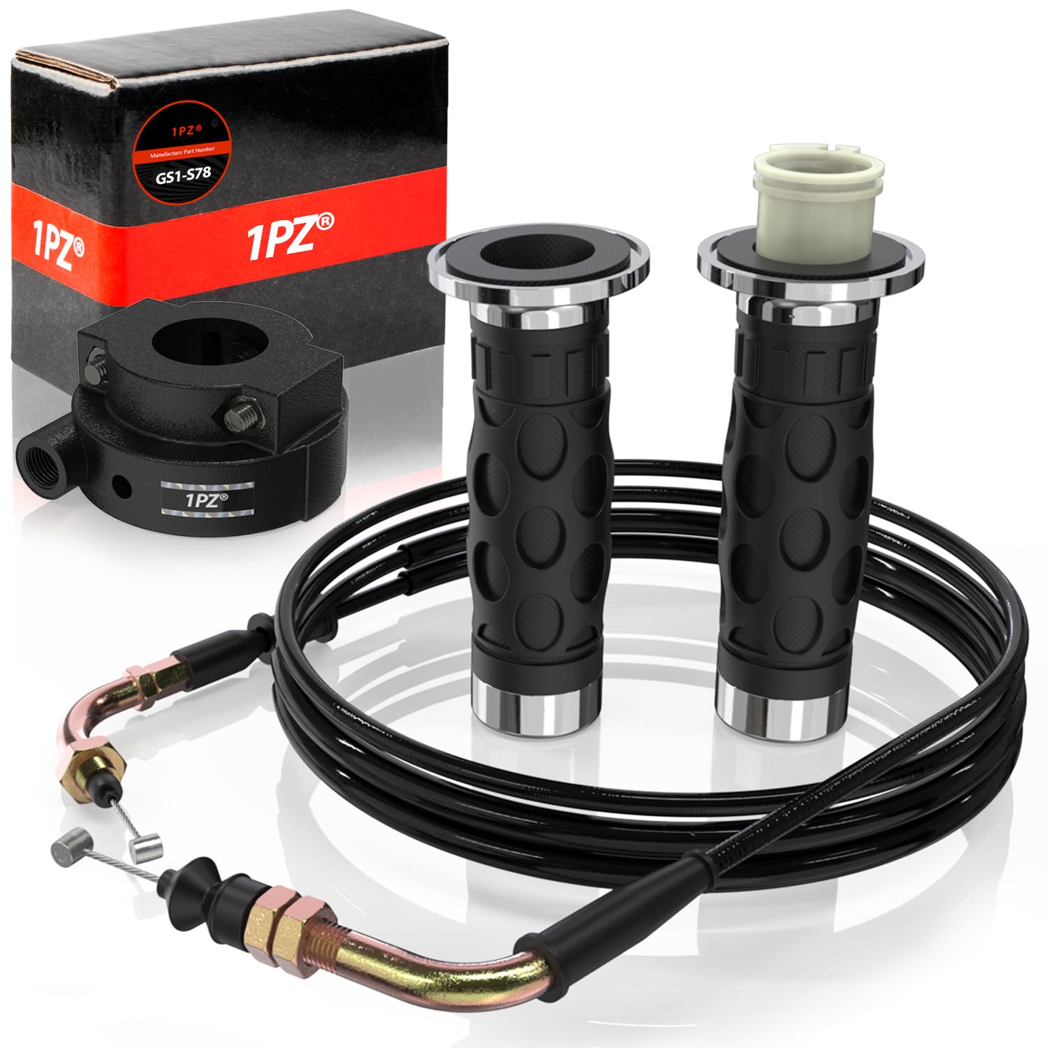 Photo 1 of 1PZ GS1-S78 7/8" Universal Throttle Twist Grip Set with Throttle Cable for 50cc 80cc 125cc 150cc GY6 4 Stroke Scooter Motorcycle Moped ATV QMB139 157QMJ Jonway Roketa Nst Taotao