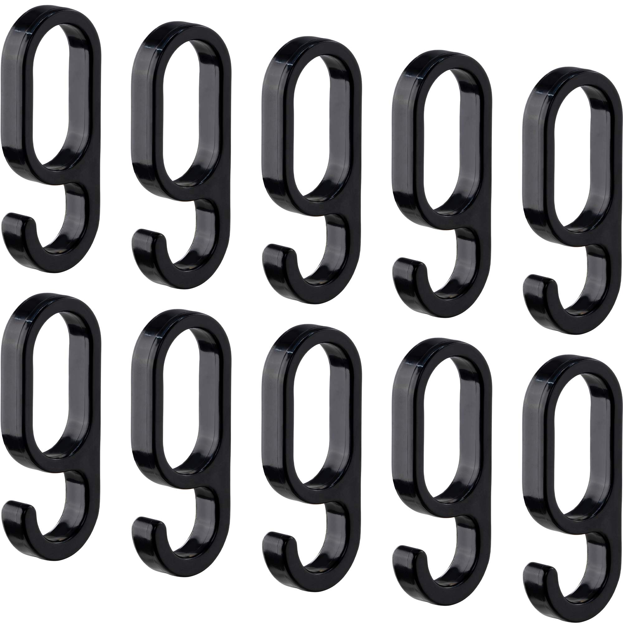 Gedotec Black Plastic Hooks - for Oval Wardrobe Rail H10623 | 10 Pieces | 60 x 23 mm (H x W) | Hanger - Hooks for Sliding onto the Oval Wardrobe Rail