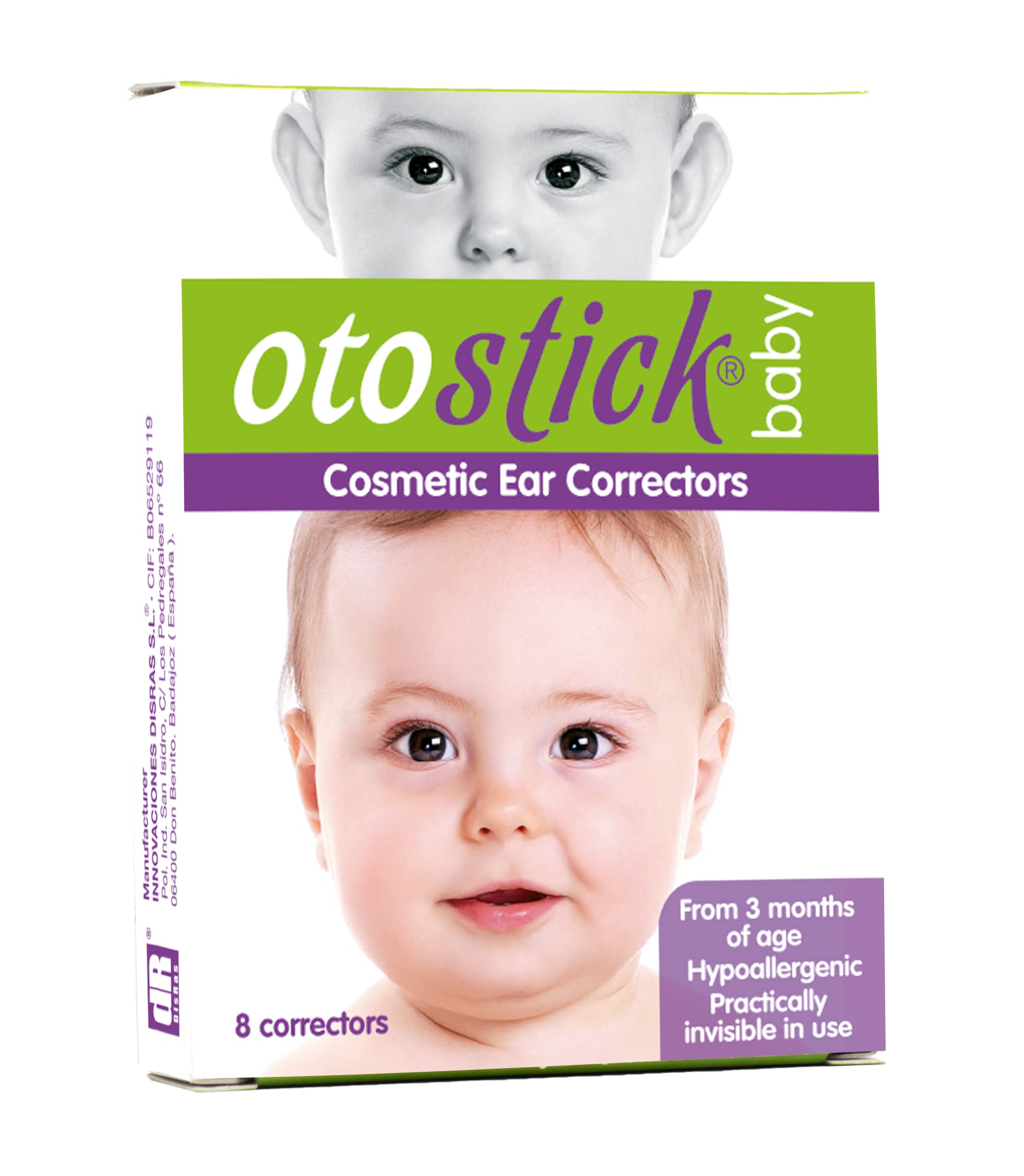Otostick Baby | Cosmetic ear corrector | It contains 8 correctors + one protective baby cap | From 3 months of age.