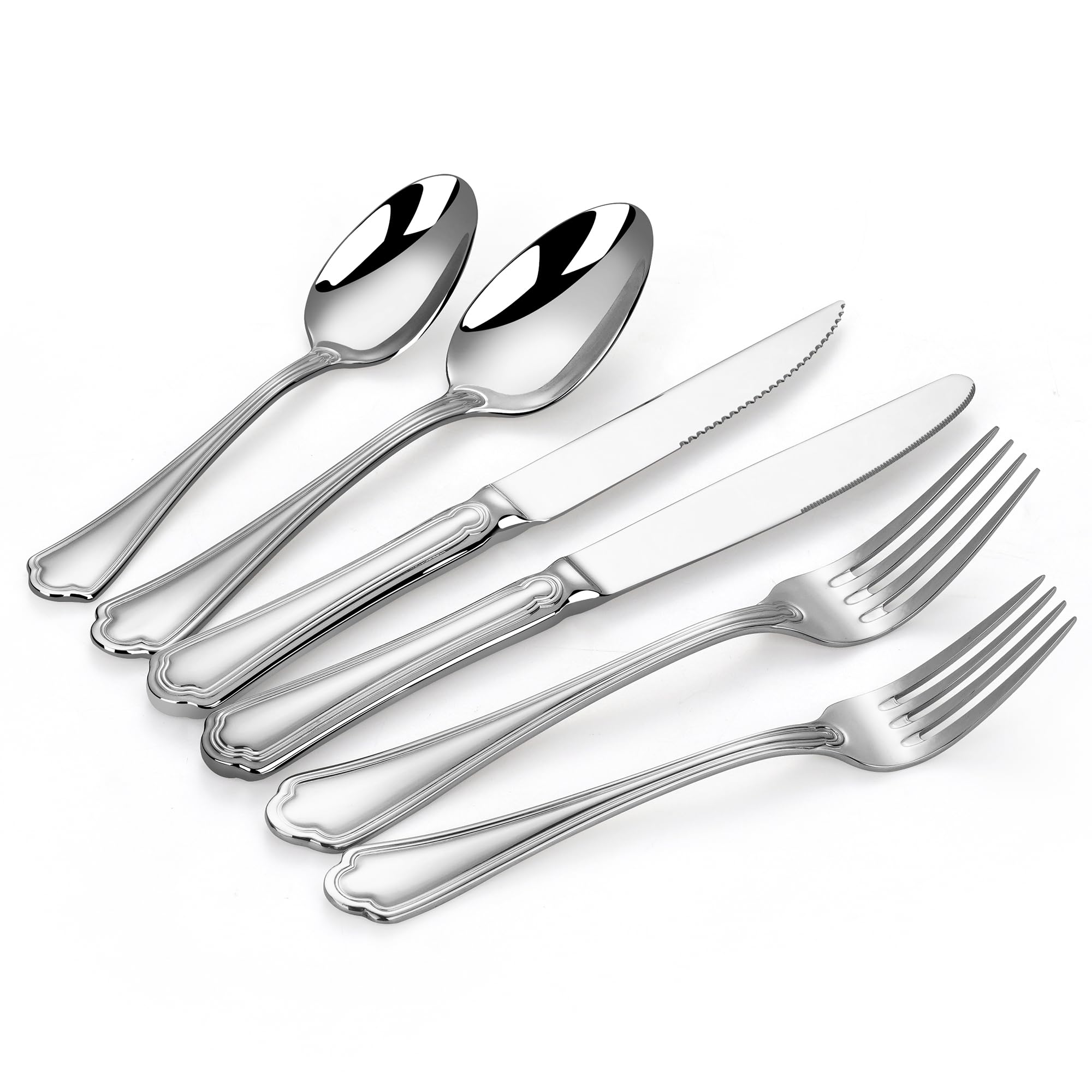 Photo 1 of 18/10 Stainless Steel 72 Piece Silverware Set with Steak Knives, Heavy Stainless Steel Flatware, High End Silverware Set, Ideal for Gift