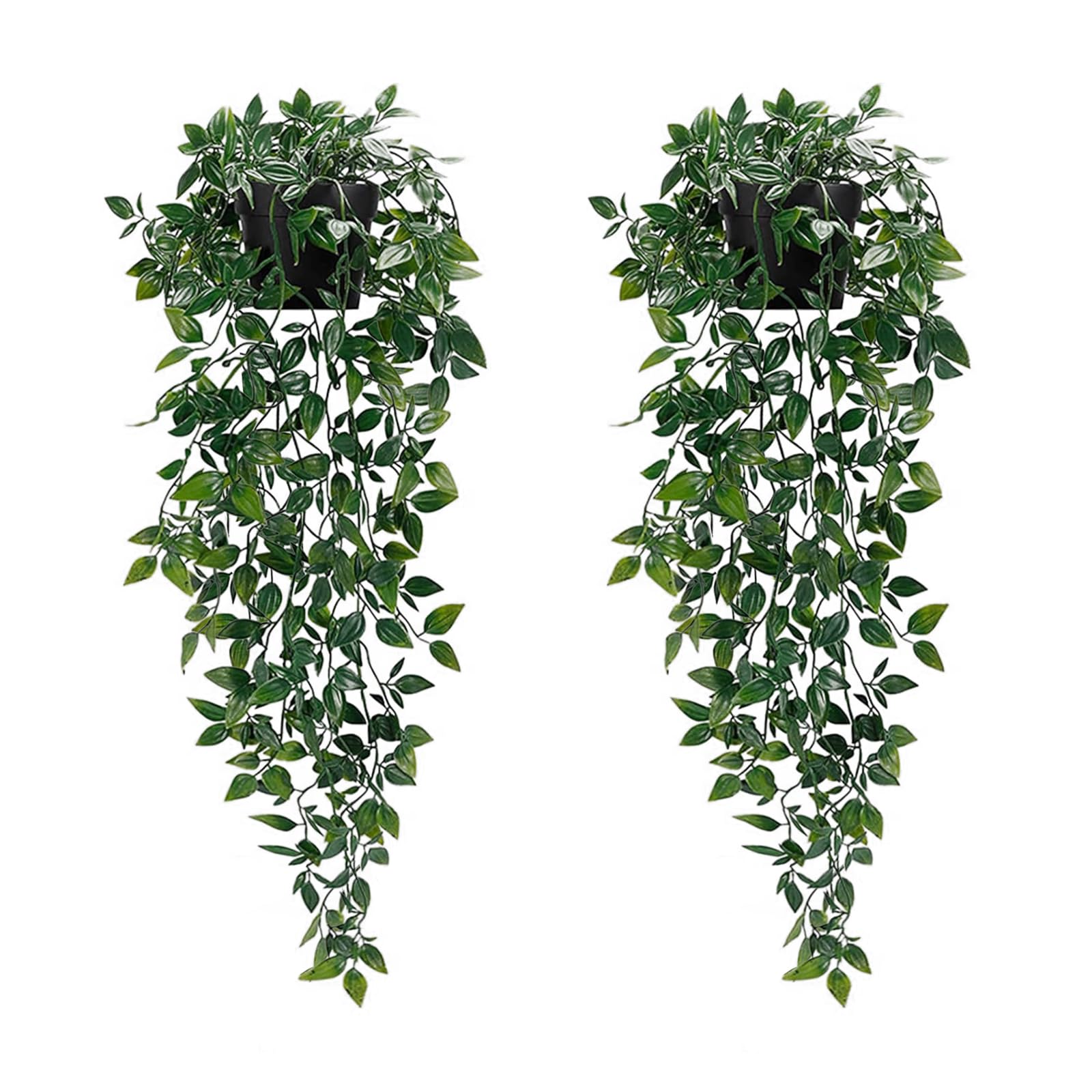 Artificial Hanging Plants, 2 Pack artificial plants indoors in pots, Small Artificial Plants in Pots, Indoor House Plants Hanging, Greenery Faux Ivy Decor, Fake Potted Plants for Indoor Outdoor Decor