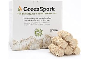 GreenSpark Natural All Weather Fire Starters 70 Pcs, Smoker, BBQ, Fireplace, Wooden and Pellet Stove, Fire Pit, Long Burn Firestarter, Waterproof, Pizza Oven, Grill, Charcoal Starter