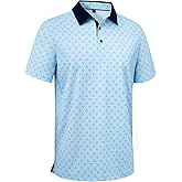 Alimens & Gentle Golf Polo Shirts for Men Short Sleeve Print Dry Fit Moisture Wicking Stretch Collared Business Casual Shirt