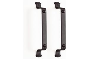 RTZEN Large Hammered Nail Wrought Iron 9.8" Pulls | Set of 2 | Black Forged Stylish Handmade Door Handles for Your Livingroom, Home Entrance, Garage, Garden Gate, Barn | Easy Install, Modern Rustic