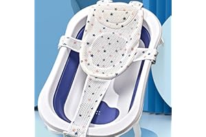 GFRGFH Baby Bath Seat Support Net Soft Headrest Baby Bath Cushion Pad,Net Slip Proof Mesh Comfortable with 5 Safety Support Corner for Baby Newborn(White)
