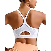 RUNNING GIRL Sports Bra for Women,Y Back Molded Cup Medium Impact Sports Bras with Sewn in Pads