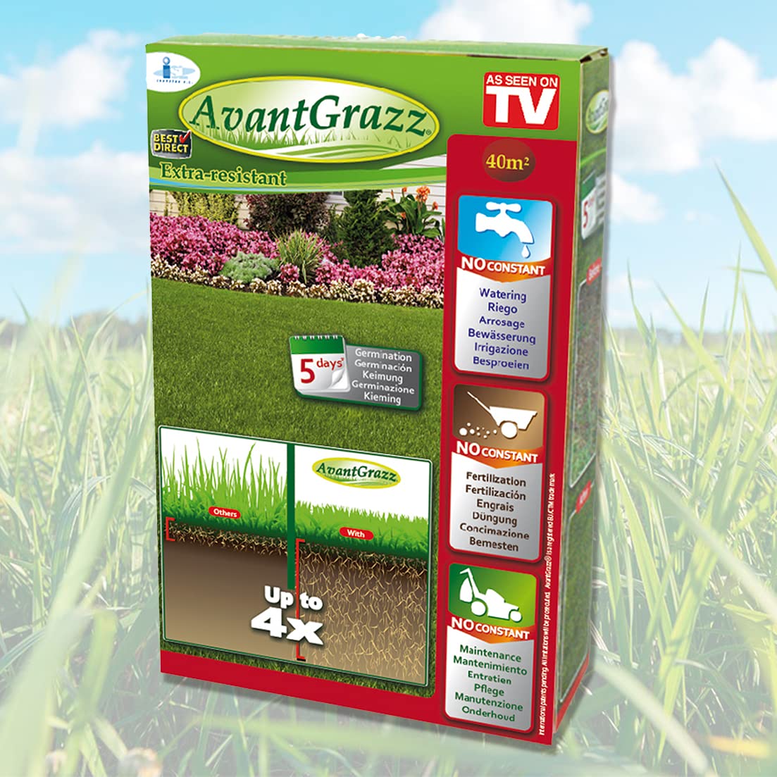 Best Direct AVANTGRAZZ Extra-Resistant Lawn Seeds As Seen on TV - Ultra Low Maintenance