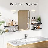 Pipishell Floating Shelves with Wire Storage Basket Black 3+1 Set Paulownia Wood view 7