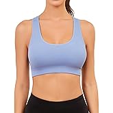 AegisChic Yoga Sports Seamless Bras for Women Longline Tank Top with Built-in Gym Workout Racerback Bra Tops