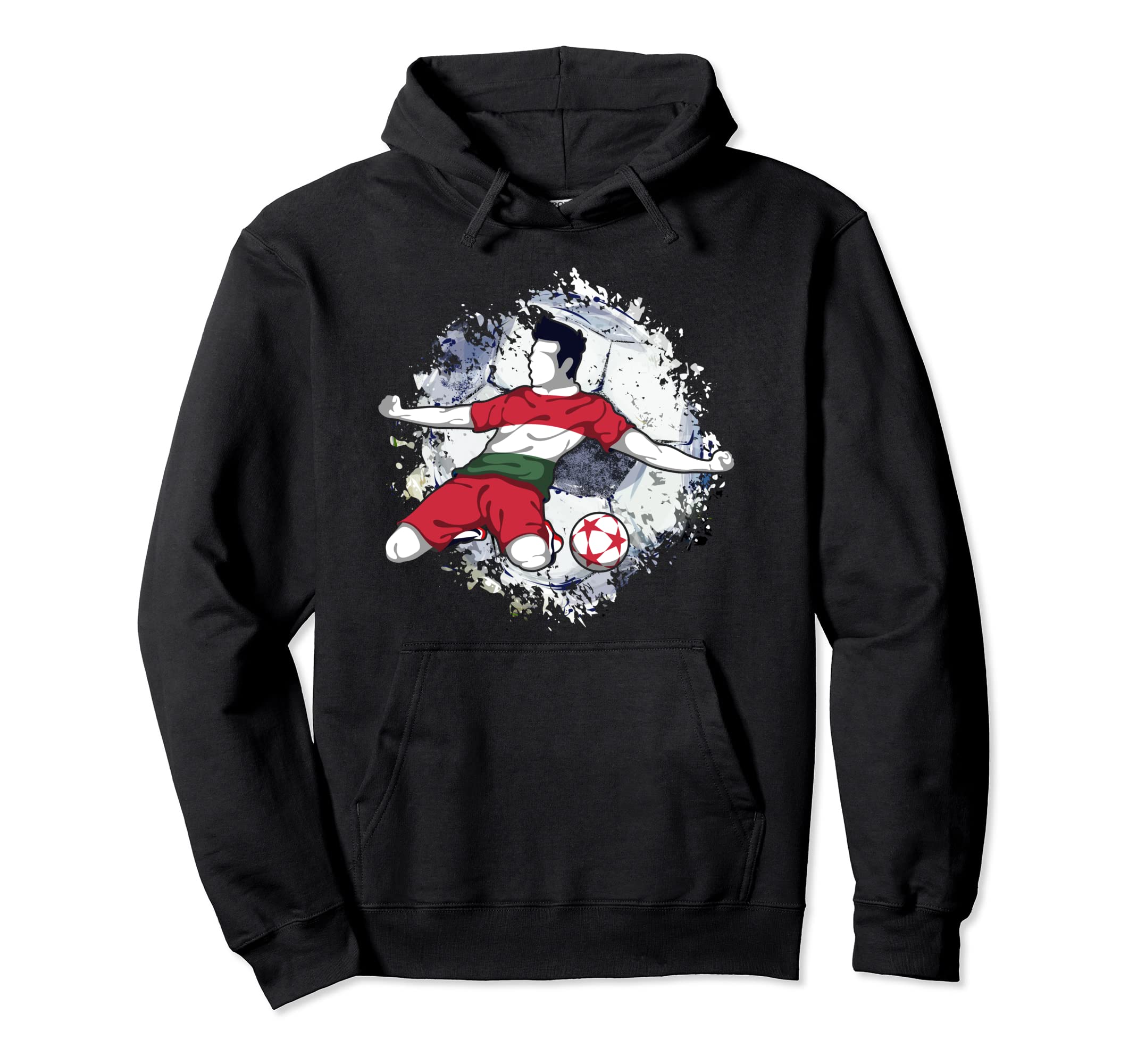 Hungary Soccer Hungarian National Flag Football Striker Art Pullover Hoodie