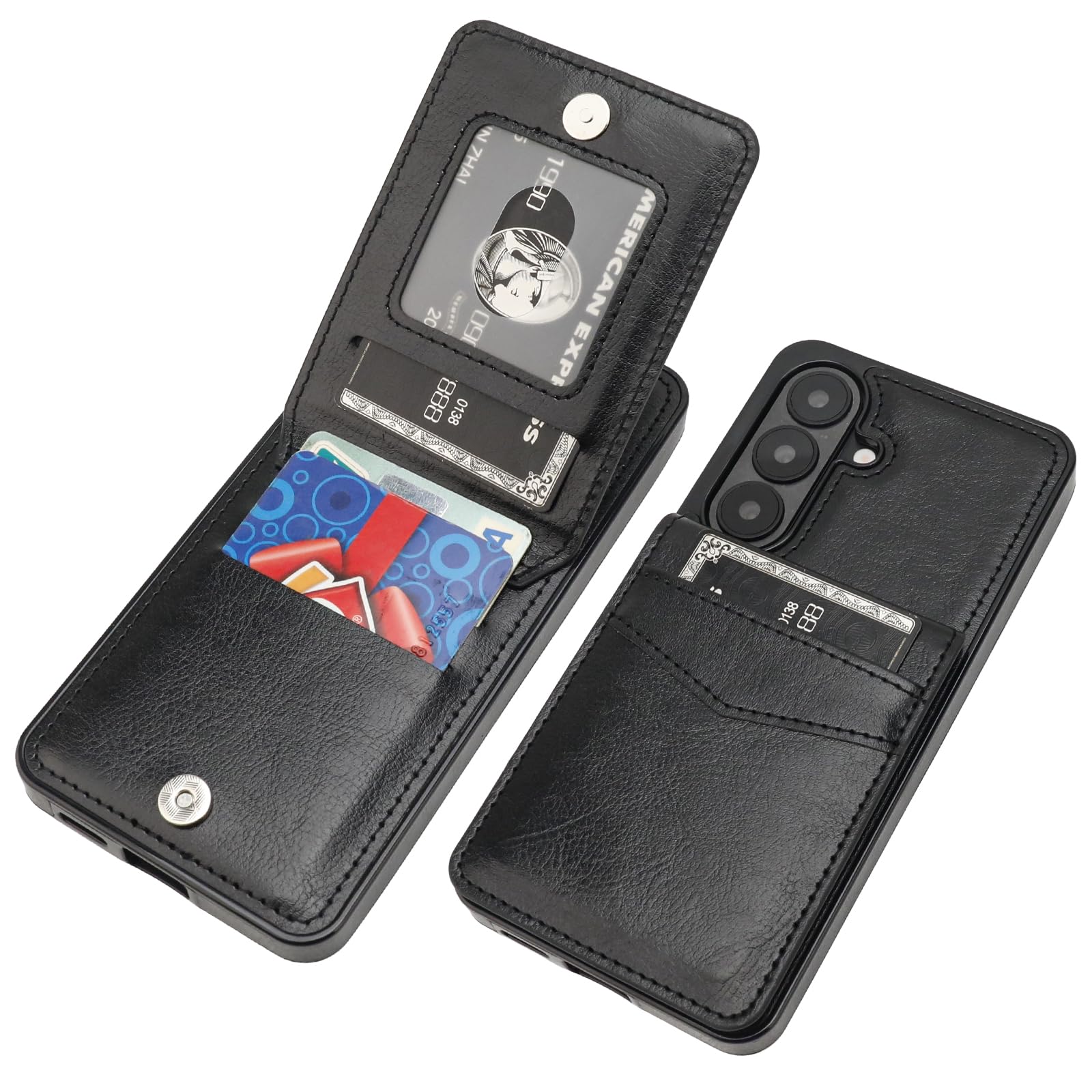 KIHUWEY for Samsung Galaxy S26 Case Wallet with Credit Card Holder, Flip Premium Leather Magnetic Clasp Kickstand Heavy Duty Protective Cover for Samsung Galaxy S26 6.3" (Black)