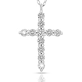 Sash & Soph Cross Necklace for Women, 925 Sterling Silver Cross Pendant, Cubic Zirconia Crucifix Necklace for Birthday, Valentine’s Day, 18" Chain