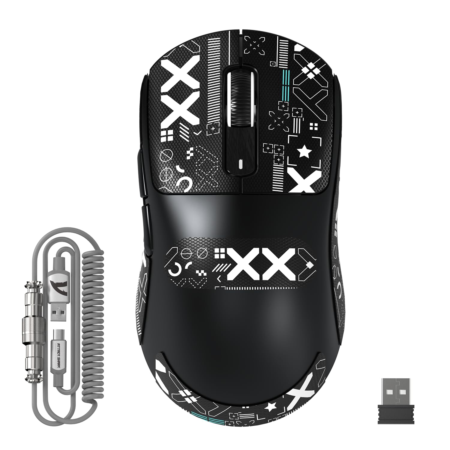 Photo 1 of ATTACK SHARK X3MAX Wireless Gaming Mouse,PixArt PAW3950 Gaming Sensor,Up to 42K DPI,100 Million Micro,49g Lightweight Tri-Mode(BT5.2/2.4Ghz/Wired) Mice with Coiled Cable-Black&Tape