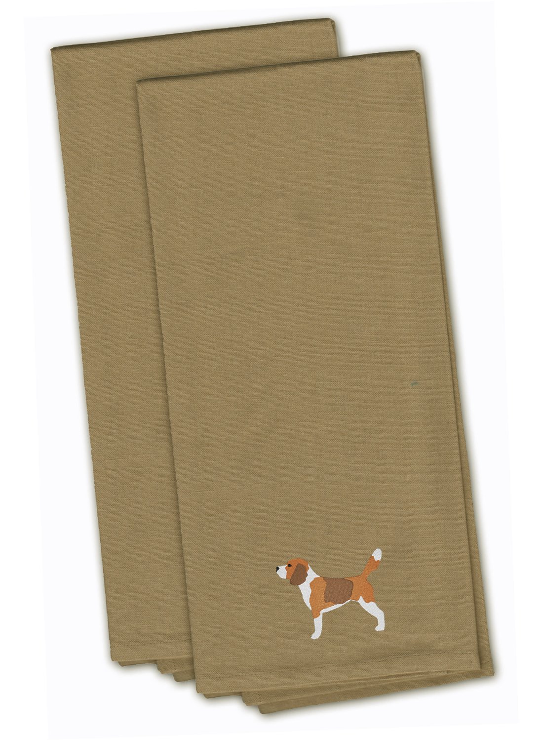 Caroline's Treasures BB3410TNTWE Beagle Tan Embroidered Kitchen Towel Set of 2, Fabric, Multicolor