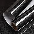 Livelynine Glossy Black Contact Paper Peel and Stick Kitchen Wallpaper Waterproof Cabinets Bathroom Peel and Stick Cabinet Covering Black Vinyl Wrap Sticky Desk Dresser Counter Top Covers 15.8x78.8