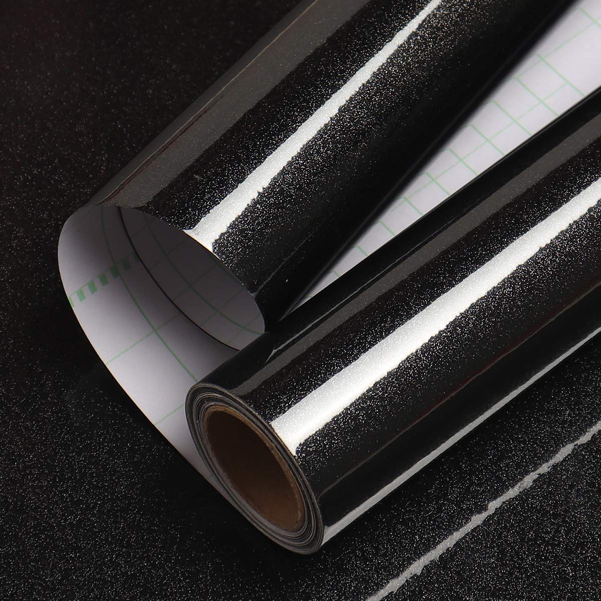 40cmx10m Gloss Black Vinyl Wrap for Kitchen Worktops Removable Wallpaper for Kitchen Sticky Back Plastic Black Contact Paper for Kitchen Cupboard Doors Vinyl Cabinet Bathroom Furniture Stickers