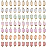 HOBBIESAY 100Pcs Crystal Cube Charms Glass Cube Charm Faceted Beads Pendant with Gold Flower Bead Cap Random Color for DIY Bracelets Earring Necklace Jewelry Making