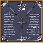 IEFLIFE Cross Necklaces Gifts for Men, Silver/Gold/Black Cross Necklace Box Chain Necklace for Men, Fathers Day Christmas Religious Christian Gift for Dad Son Grandpa Boyfriend Husband