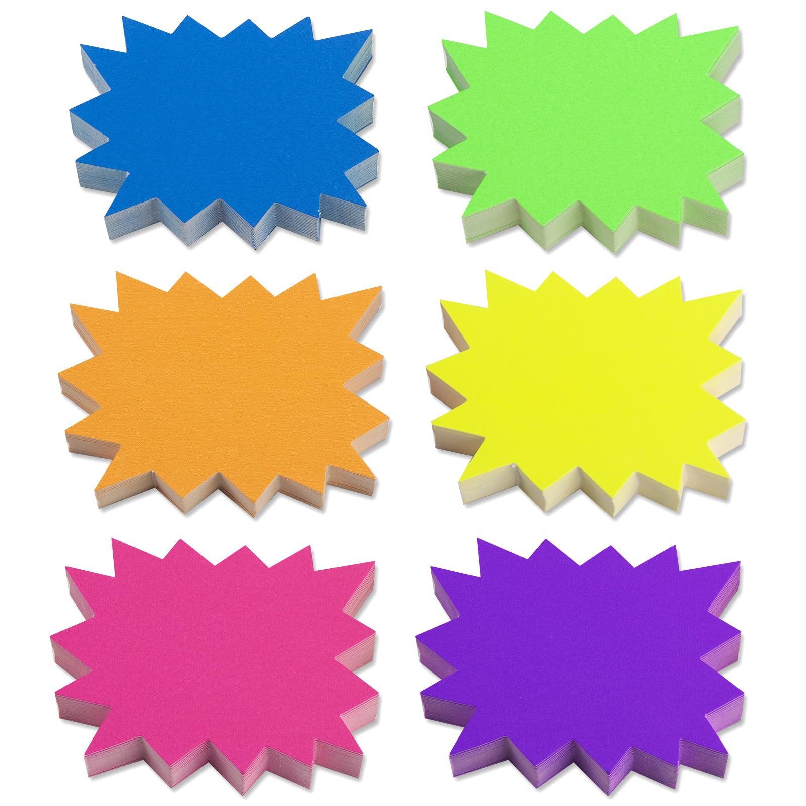 FACATH 300 Pieces Starburst Signs Fluorescent Signs Starburst Signs for Retail Price Tags Signs Sale Tags Signs for Retail Garage and Sale Supplies Price Tags Signs (6 Colors, 7.5 x 9.5 cm)