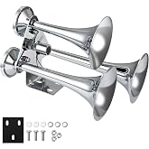 FARBIN Air Horn 12/24V Heavy Duty Triple Trumpets Chrome Train Horn Truck | 12/24 volt, 178dB, for bus/truck/train and heavy duty vehicles