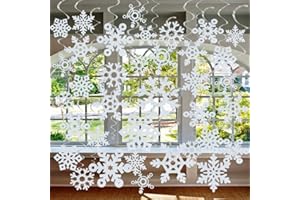 GOER 36 Pcs Snowflake Hanging Swirls for New Year Christmas Winter Party Decorations