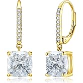 CiNily Square-cut Drop Dangle Earrings for Women Hypoallergenic, Multi-color Cubic Zirconia Earrings Diamond Dangle Earrings Jewelry Gifts for Mothers Day 14K White Gold, Yellow Gold, Rose Gold