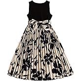 Ecolala Girls' Summer Dresses Cute Puff Sleeve Solid Color Casual A Line Party Dress