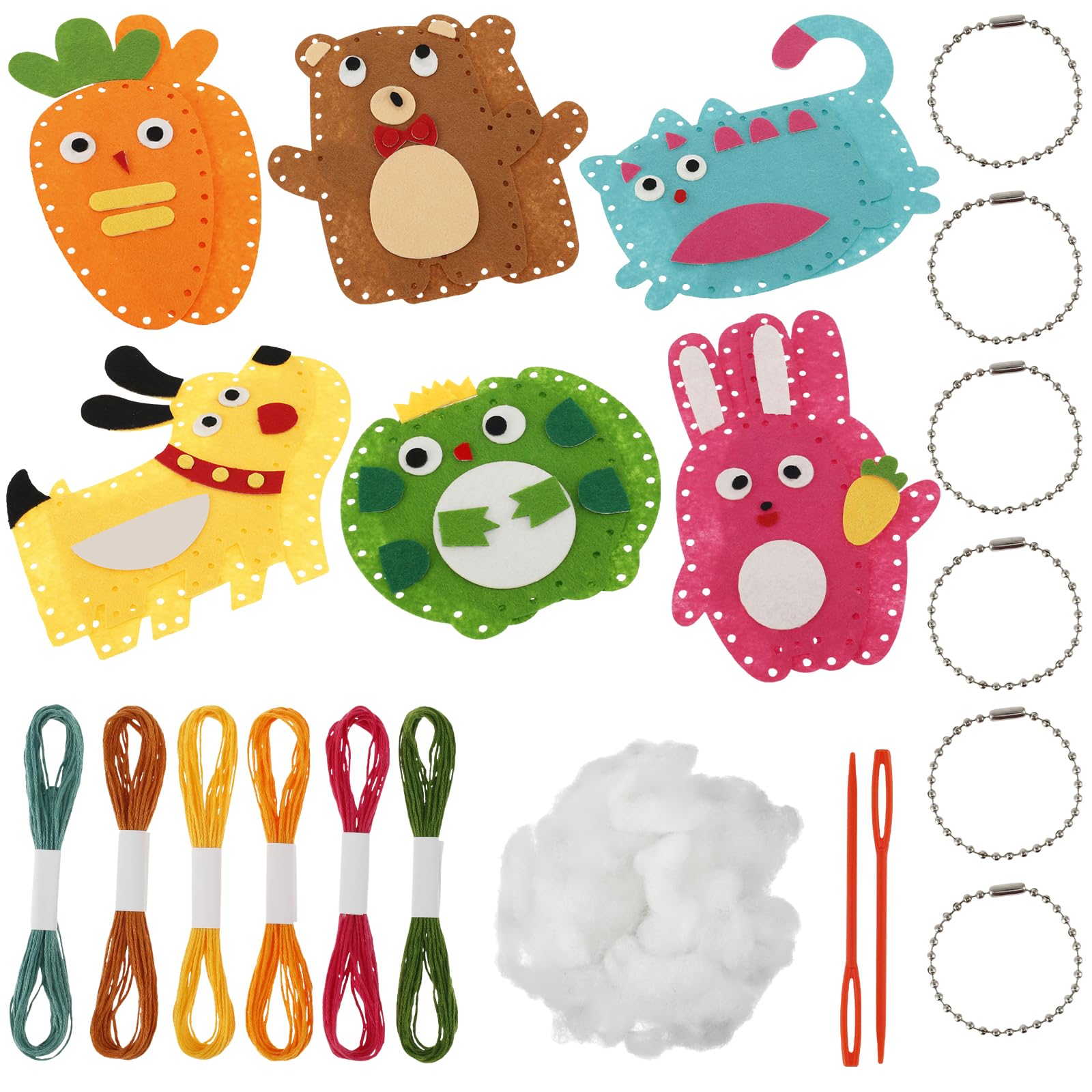 My First Sewing Kit for Kids Age 5 6 7 8 9 Cute Animal Felt Sewing Craft Kit Fun Sewing DIY Craft Ornaments Kids Educational Sewing Toys for Beginner Children Learn to Sew