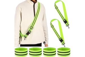 Saintrygo 6 Pcs Reflective Sash for Walking at Night Reflective Strap Arm Band High Visibility Belt Safety Ankle Strap for Visibility Vest Clothing Running Gear