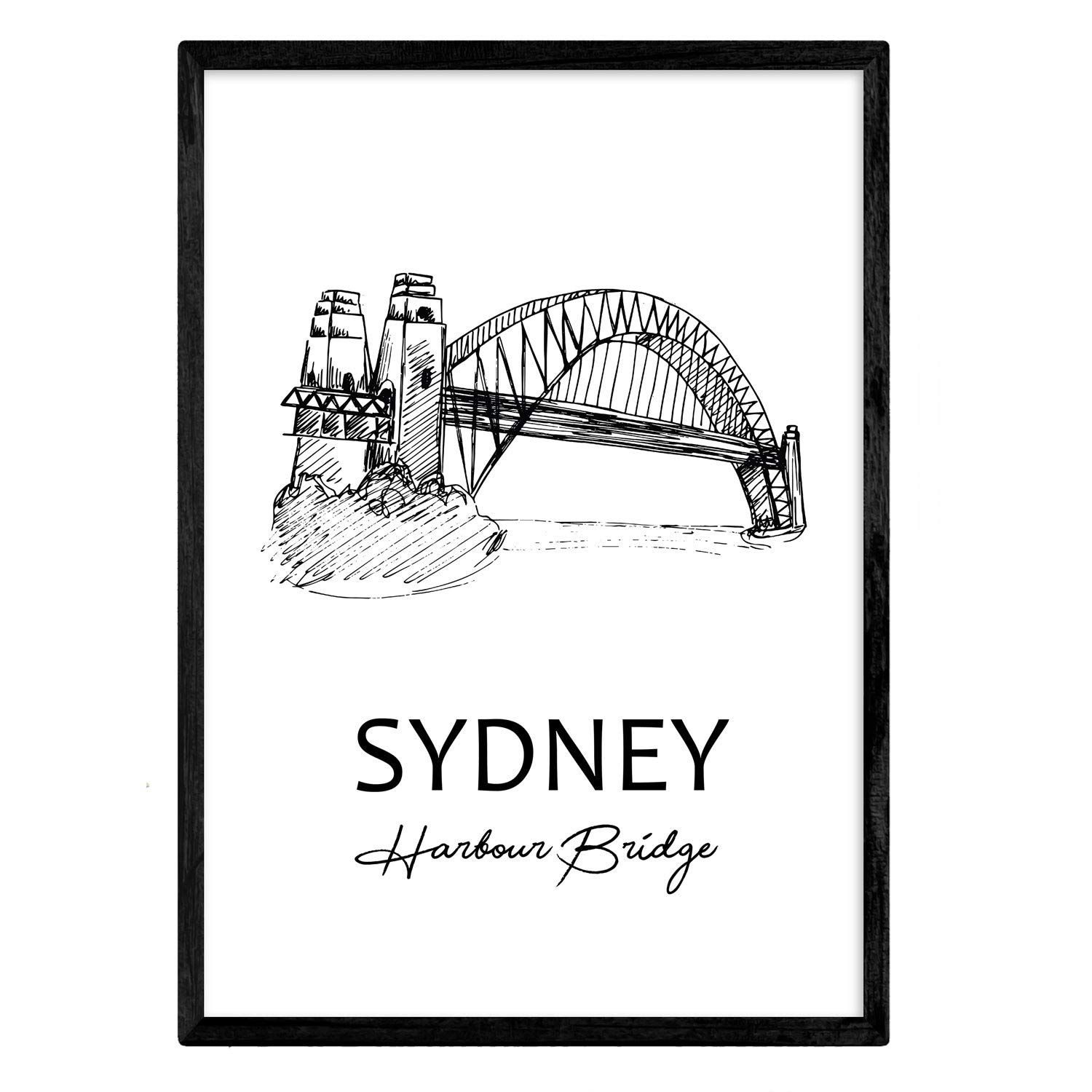 Nacnic Poster Sydney - Bay Bridge. Sheets with monuments of cities. A3 size — image 1