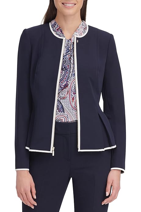 tommy hilfiger zip front peplum jacket