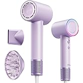 High-Speed Hair Dryer, 160,000 RPM Brushless Motor for Ultra-Fast Drying,500M Ionic Negative for Frizz Reduce, Low Noise Thermo-Control Blow Dryer with Diffuser for Curly Hair Women and Men,Purple