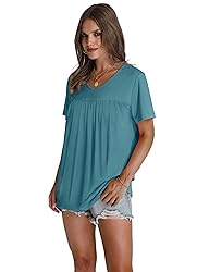 WEESO Womens Tops Spring Summer Short Sleeve V Neck