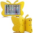 Simicoo iPad 7 8 9 10.2 Kids Case 3D Cute Butterfly 10.2 inch ipad 9th 8th Generation Tablet Case For Kids Girls Light weight EVA Foam Stand Shockproof Rugged Heavy Duty Kid Friendly iPad Cover Yellow