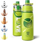 Magcheer Tennis Water Bottle - 20oz Insulated Misting Water Bottles Stainless Steel 3D Textured - Tennis Accessories Gift for Kids