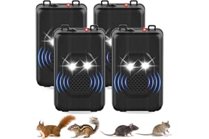 JAHY2TECH 4 Pack Ultrasonic Rodent Repellent for Car Engines Under Hood Rodent Repeller Battery Operated,Mouse Deterrent with Strobe Light for Car Engines Basement Garage Attic Vehicle Protection