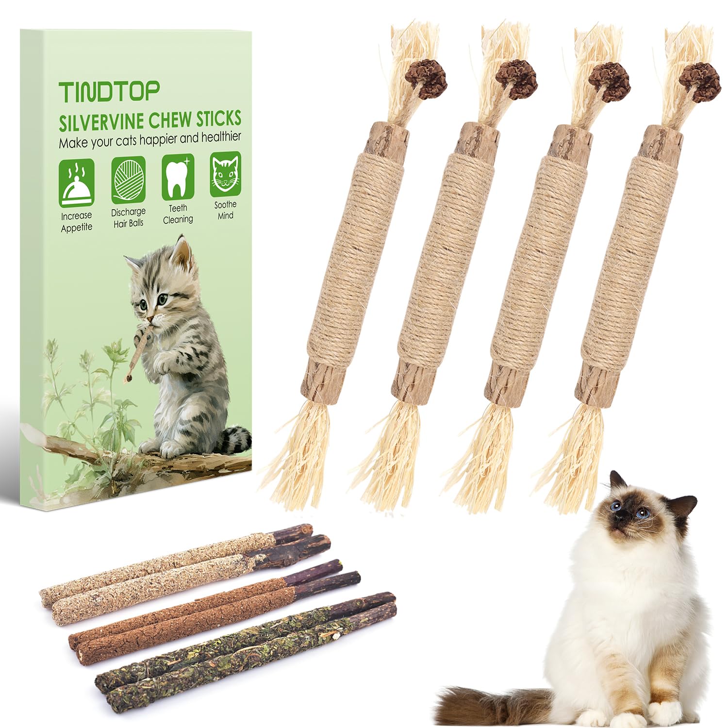 Photo 1 of Silvervine Chew Sticks for Cats, 10 Pack Natural Catnip Chew Toys for Kittens Teeth Cleaning, Matatabi Dental Care, Increase Appetite, Calm Cat Anxiety and Stress, Aggressive Chewers Cat Dental Toy