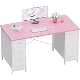Pamray 47 Inch Computer Desk with 8 Fabric Drawers for Home Office Work | Ample Storage, Space-Saving, Suitable for Home Office Bedrooms Dorm Living Rooms for Study, Writing, Work