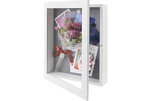 Frametory, 11x14 Shadow Box Frame - Front Opening - 2 inch Depth Display Box for Wall and Tabletop Display- Memory Box, 6 Pins Included (11x14, White)