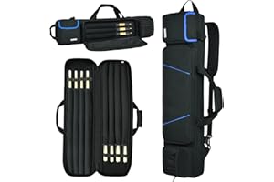 AUMTISC Pool Cue Stick Case Bag 4x4, Soft Padded Billiard Cue Case with Backpack Straps, Sling Strap & Carrying Handle, Multi