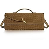 Ciaien Woven Clutch Purses for Women Formal - Suede Evening Handbags Crossbody Satchel Bags with Detachable Shoulder Strap