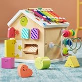 Tiny Land 9-in-1 Wooden Activity Cube, Educational Toy for Toddlers | Montessori Baby Activity Center for 6 months+ Year Old, Ideal Gift for Boys and Girls (Rainbow)