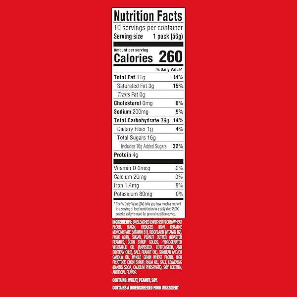 NUTTER BUTTER PEANUT BUTTER SANDWICH COOKIES, 10 SNACK PACKS (4 COOKIES PER PACK)