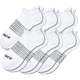 BOMBAS Men's Ankle Socks 7 Pairs, 6 White + 1 Grey Gift Pair, Solid Honeycomb Cushion Socks, Blister Tab, Seamless Toe, Large Fits Shoe Size 8-13
