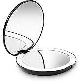 Fancii LED Lighted Travel Makeup Mirror, 1x/10x Magnification - Daylight LED, Compact, Portable, Large 5” Wide Illuminated Folding Mirror