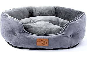 yotruth Cat Bed for Small Dogs Washable - Cat Bed for Indoor Cats, Round Super Soft Plush Flannel Puppy Beds, Slip-Resistant Oxford Bottom (20"x19"x6", Darkgrey)